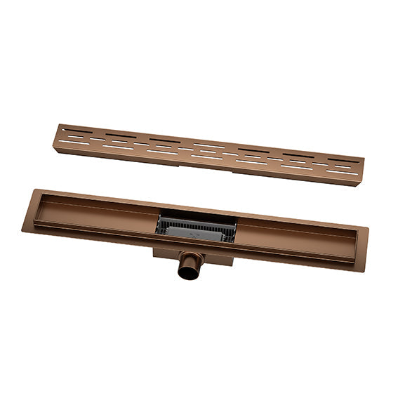Wiesbaden Douchegoot met Flens 100x7 cm 6,7 cm Diep Geborsteld Brons Koper
