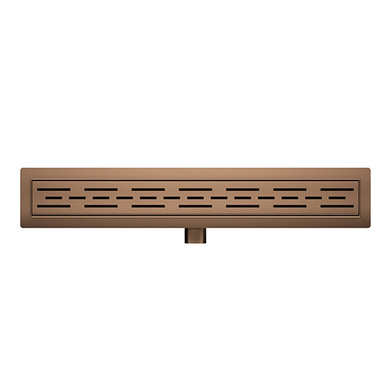 Caniveau de douche avec bride et grille 100 x 7 cm bronze brossé cuivre PVD