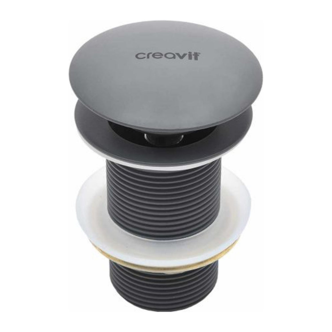 Creavit Afvoerplug Click Waste met overloop – Mat zwart #kleur_mat-zwart