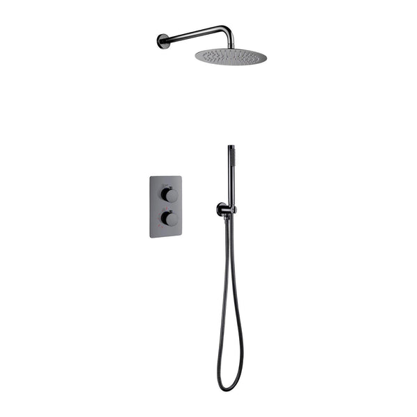 Aloni Inbouw Thermostatische doucheset met Regendouchekop (Ø25 cm) - Gunmetal grijs