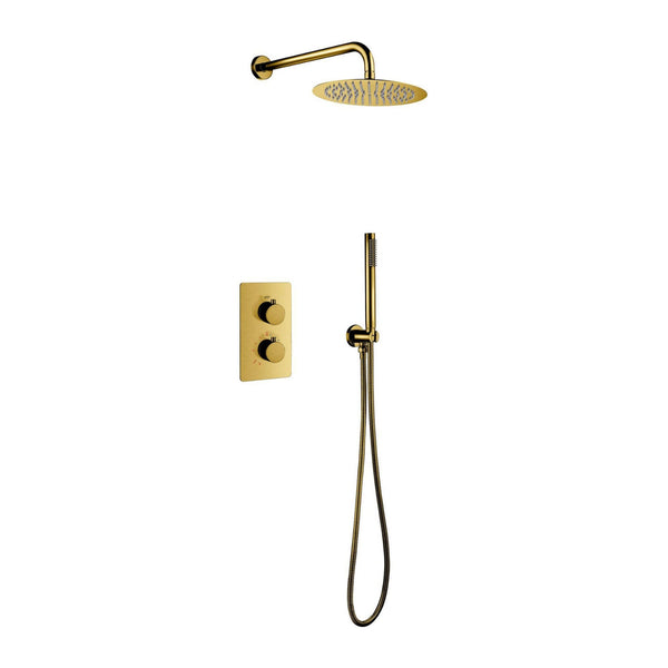 Aloni Inbouw Thermostatische doucheset met Regendouchekop (Ø25 cm) - geborsteld Goud