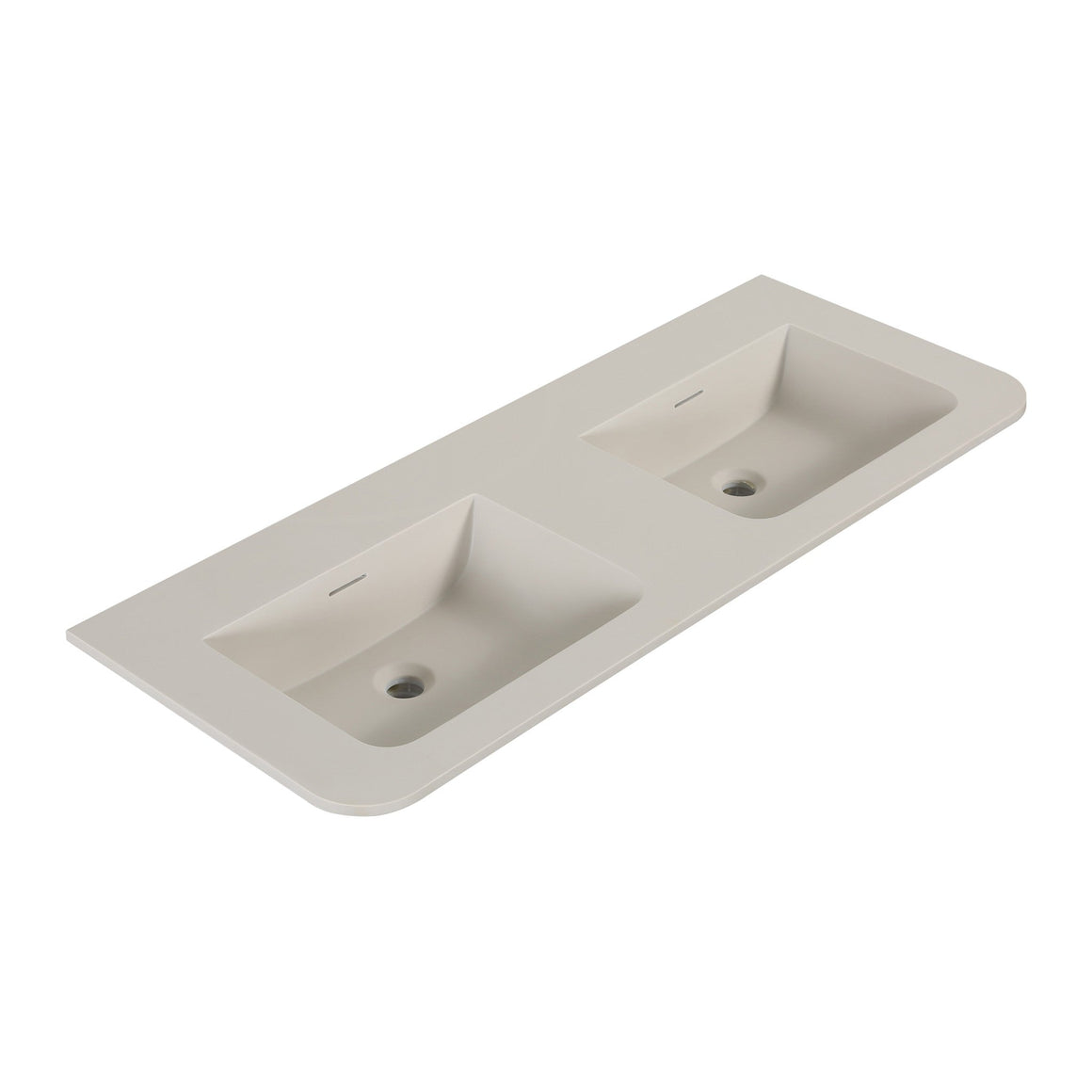 Wiesbaden Laro dubbele wastafel solid surface met ronde hoeken 120 x 48 cm Zonder kraangat Beige - productfoto