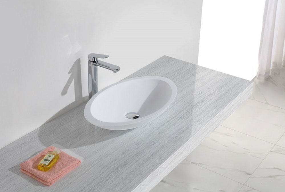 Wiesbaden Kim waskom ovaal solid surface mat wit - detailfoto