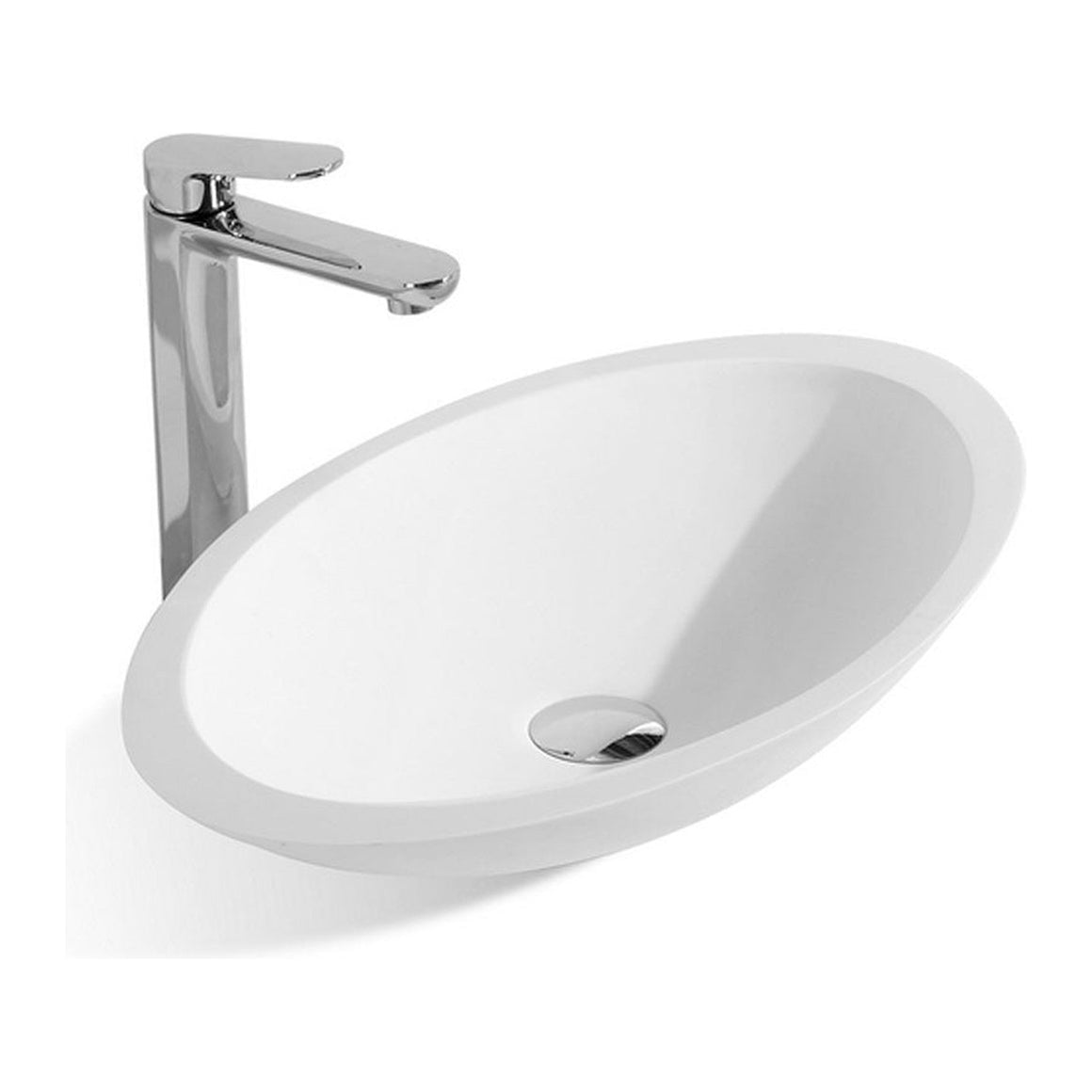 Wiesbaden Kim waskom ovaal solid surface mat wit - productfoto