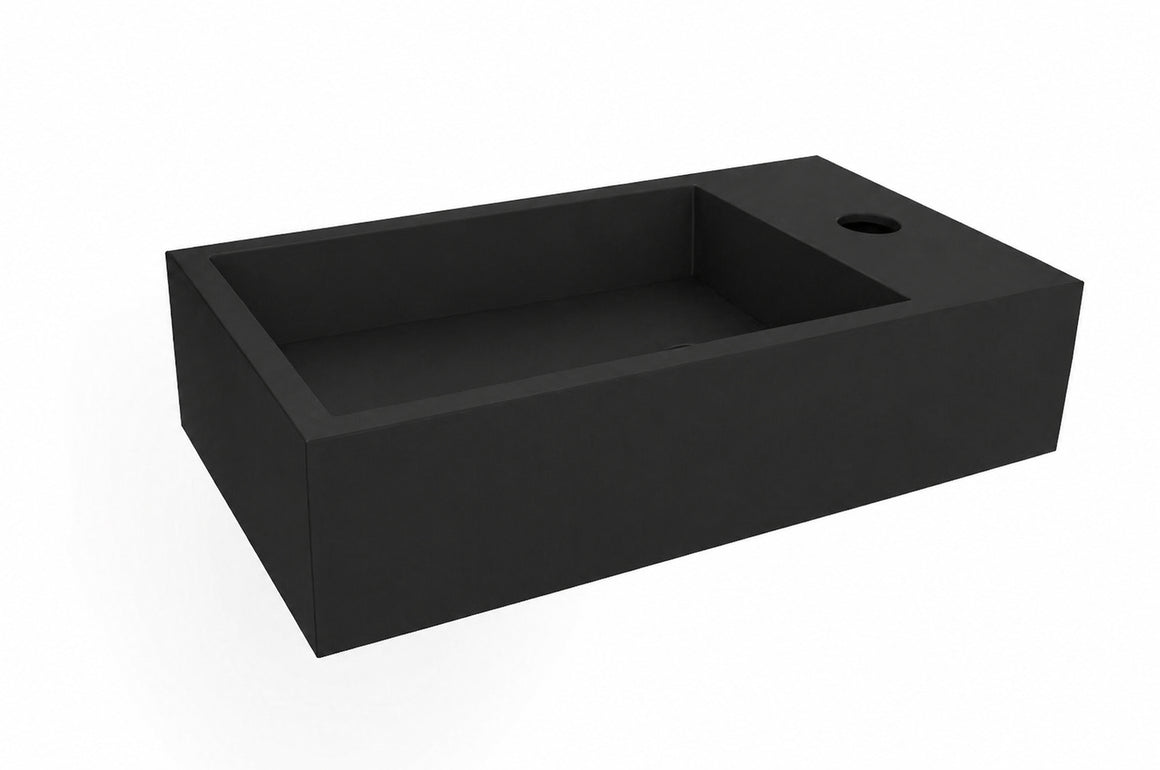 Wiesbaden Lotte fontein solid surface mat zwart / Rechts - productfoto