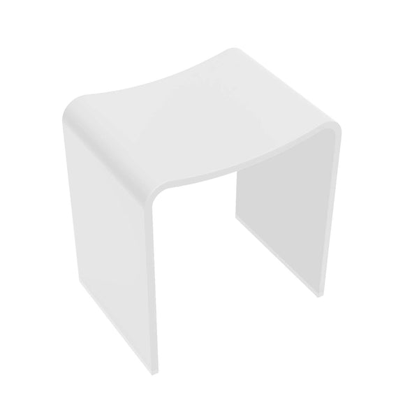 Tabouret de salle de bain en surface solide Wiesbaden 40X30X42,5 Cm en blanc mat