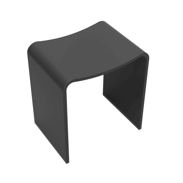 Tabouret de salle de bain en surface solide Wiesbaden 40X30X42,5 Cm en noir mat