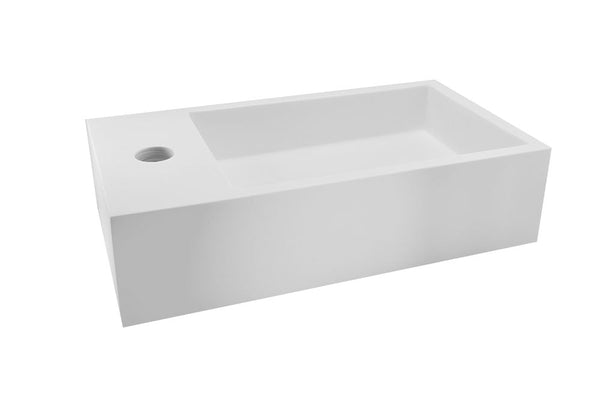 Fontaine lâche gauche 40 x 22 x 10 cm surface solide mat blanc