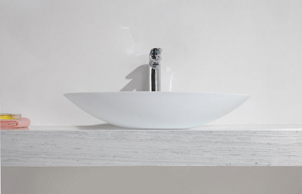 Aufbau Solid Surface Waschbecken Wiesbaden Rund 59x35x11 cm