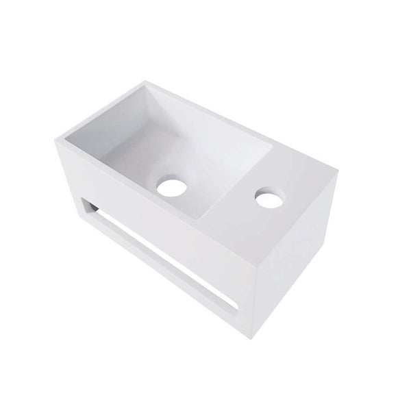 Lavabo en surface solide avec porte-serviettes Wiesbaden (Robinet à droite) 35,6X20,3X15,9 Cm