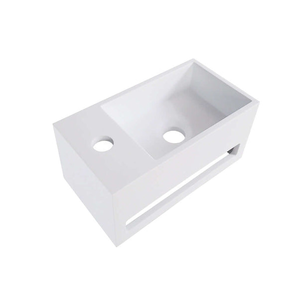 Lavabo en surface solide avec porte-serviettes Wiesbaden (Robinet à gauche) 35,6X20,3X15,9 Cm