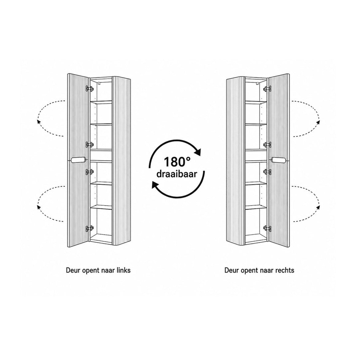Wiesbaden Sulora kolomkast afgeronde hoeken geribbeld 160 x 40 x 35 cm walnoot - productfoto