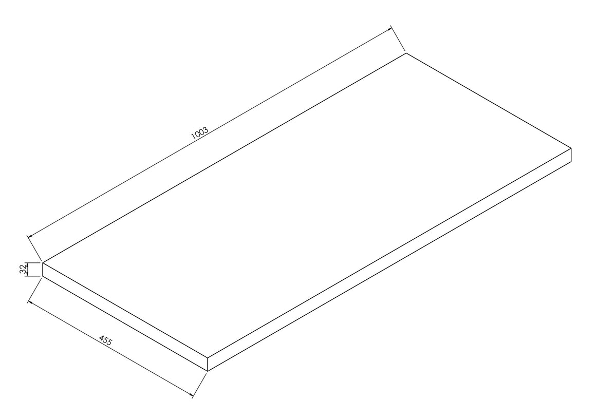 Wiesbaden Alvara topblad 100 x 46 cm / Mat wit - technische tekening