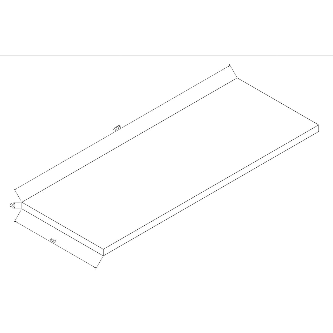 Wiesbaden Alvara topblad 120 x 46 cm / Cashmere - technische tekening