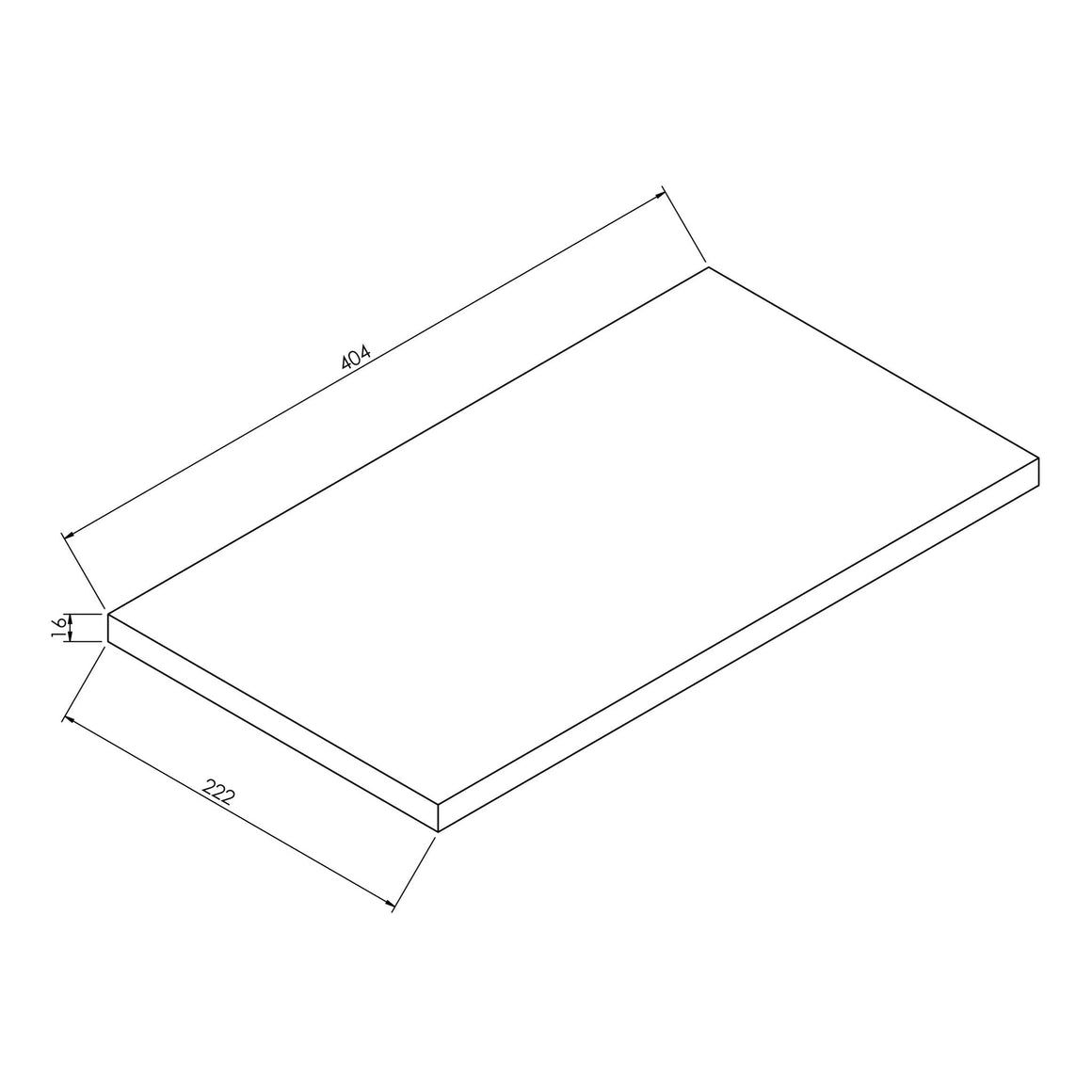 Wiesbaden Alvara topblad warm eiken 40 x 22 cm - technische tekening
