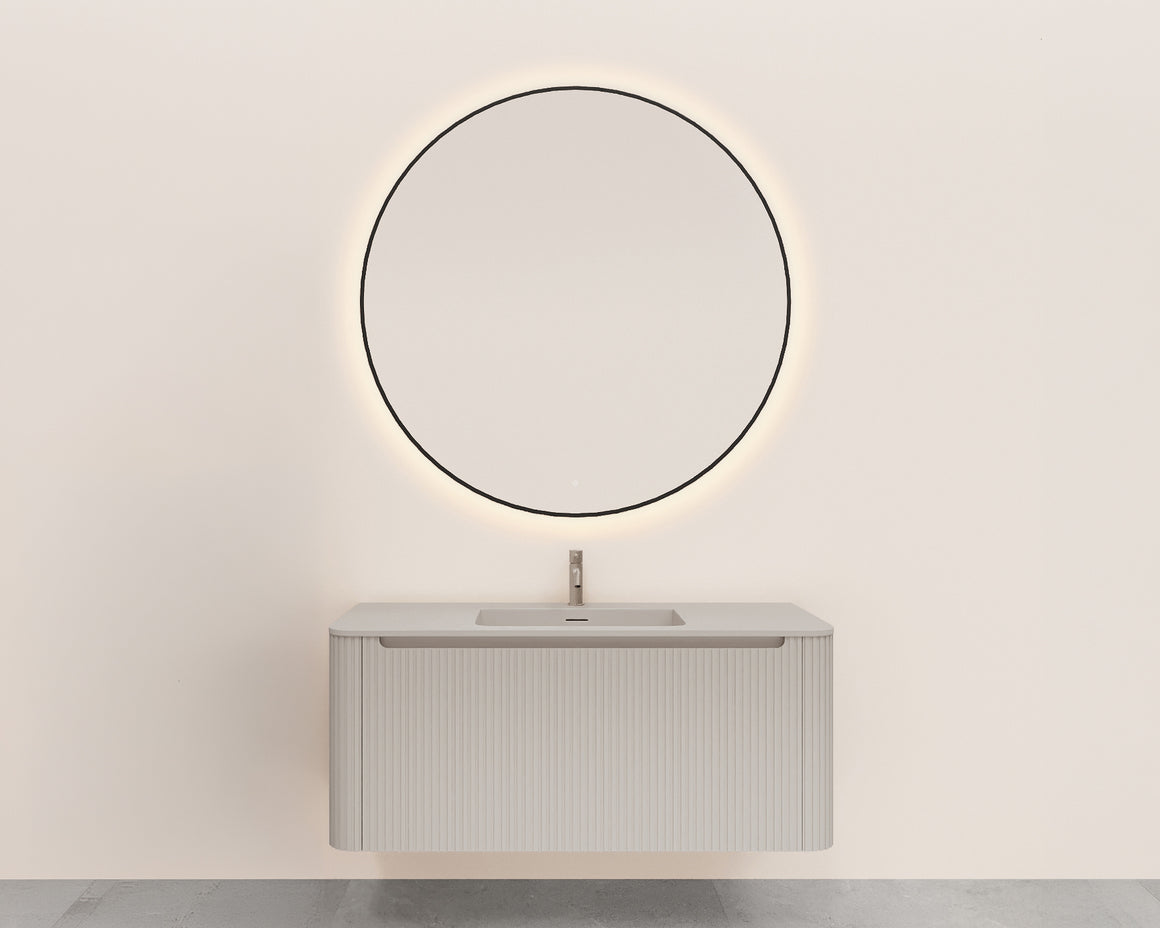 Wiesbaden Sulora onderkast afgeronde hoeken geribbeld met 1 lade 1 uitsparing mat beige 120 cm - detailfoto