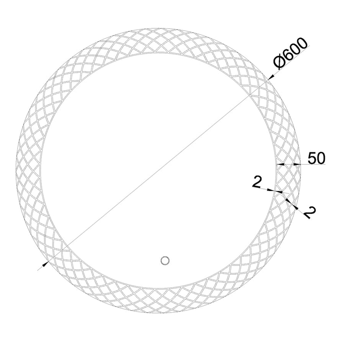 Wiesbaden Deco spiegel rond met LED, dimbaar 60 cm - technische tekening