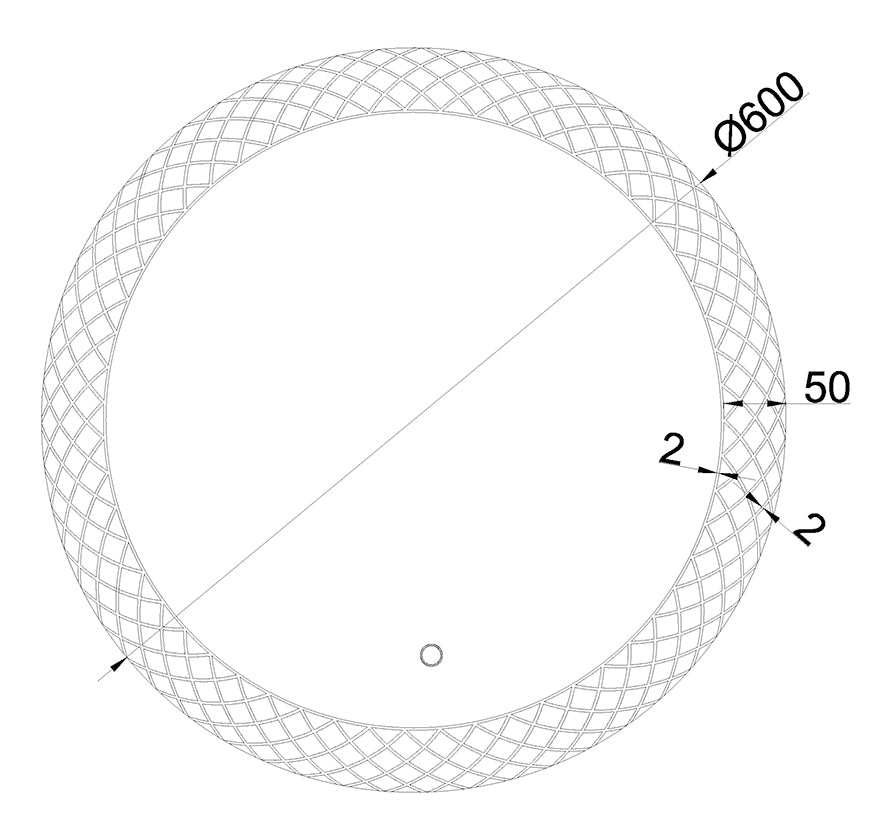 Wiesbaden Deco spiegel rond met LED, dimbaar 60 cm - technische tekening