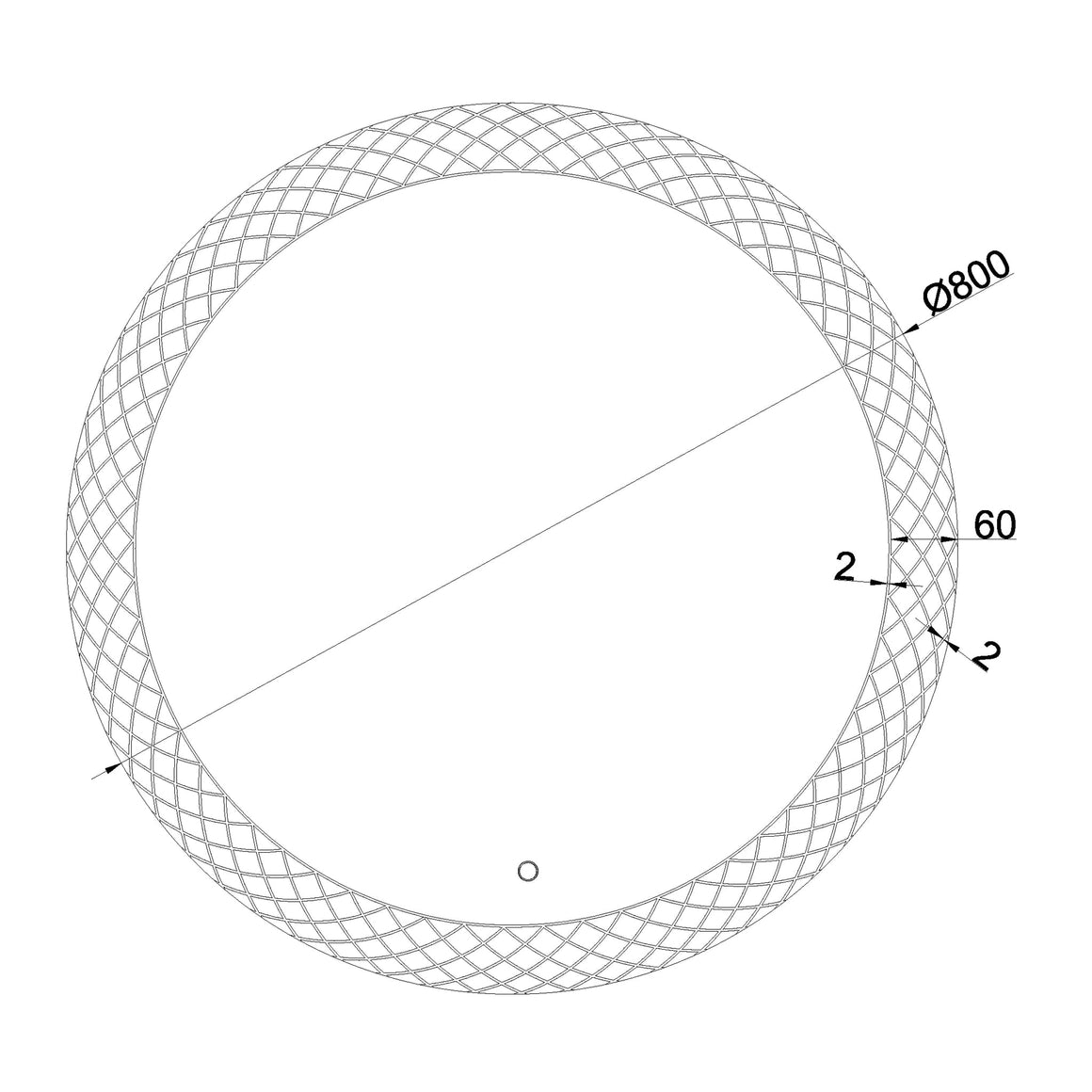 Wiesbaden Deco spiegel rond met LED, dimbaar 80 cm - technische tekening