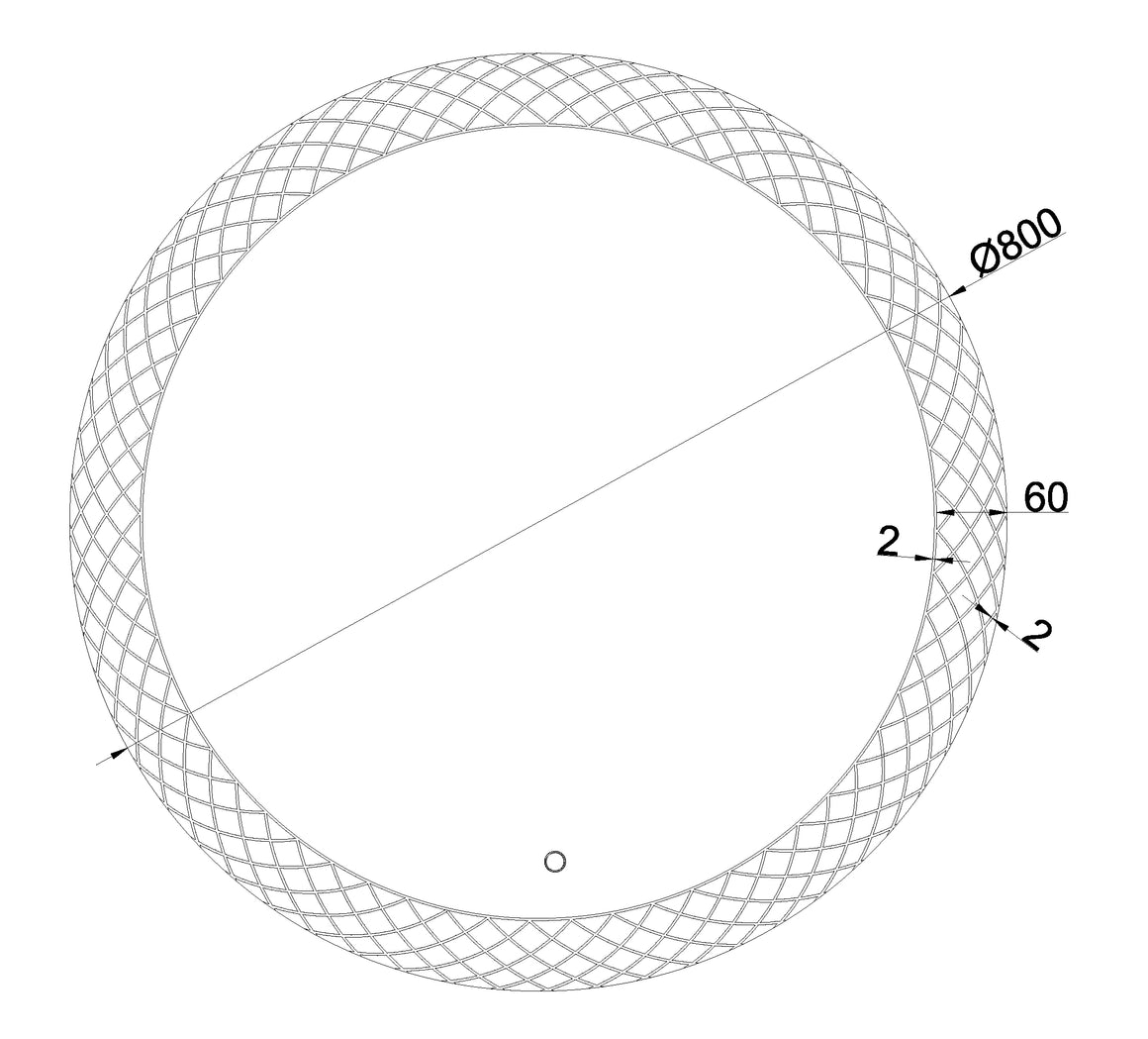 Wiesbaden Deco spiegel rond met LED, dimbaar 80 cm - technische tekening