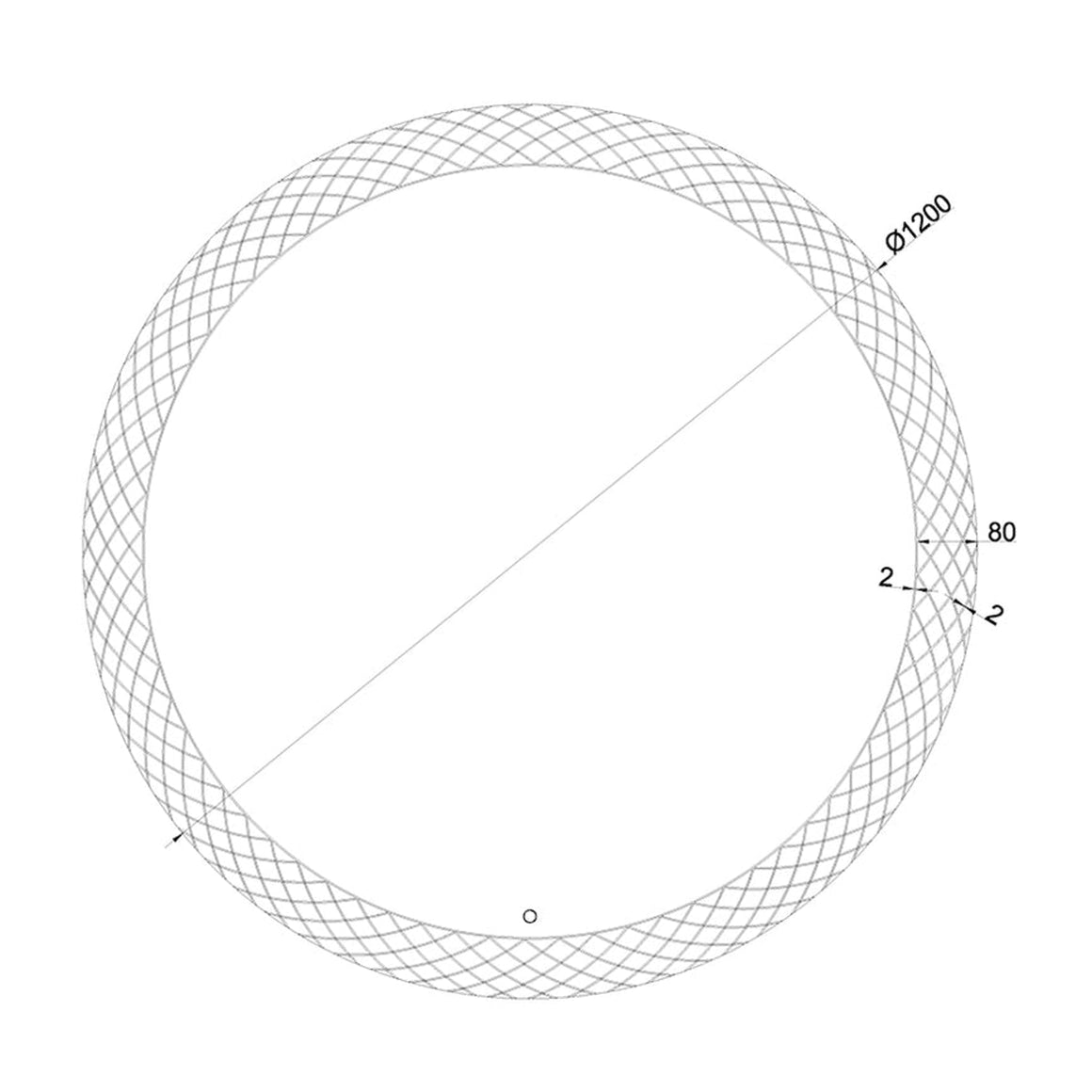 Wiesbaden Deco spiegel rond met LED, dimbaar 120 cm - technische tekening