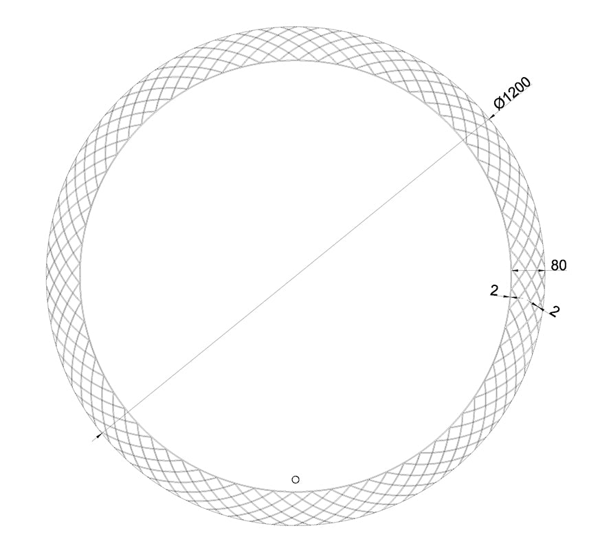Wiesbaden Deco spiegel rond met LED, dimbaar 120 cm - technische tekening