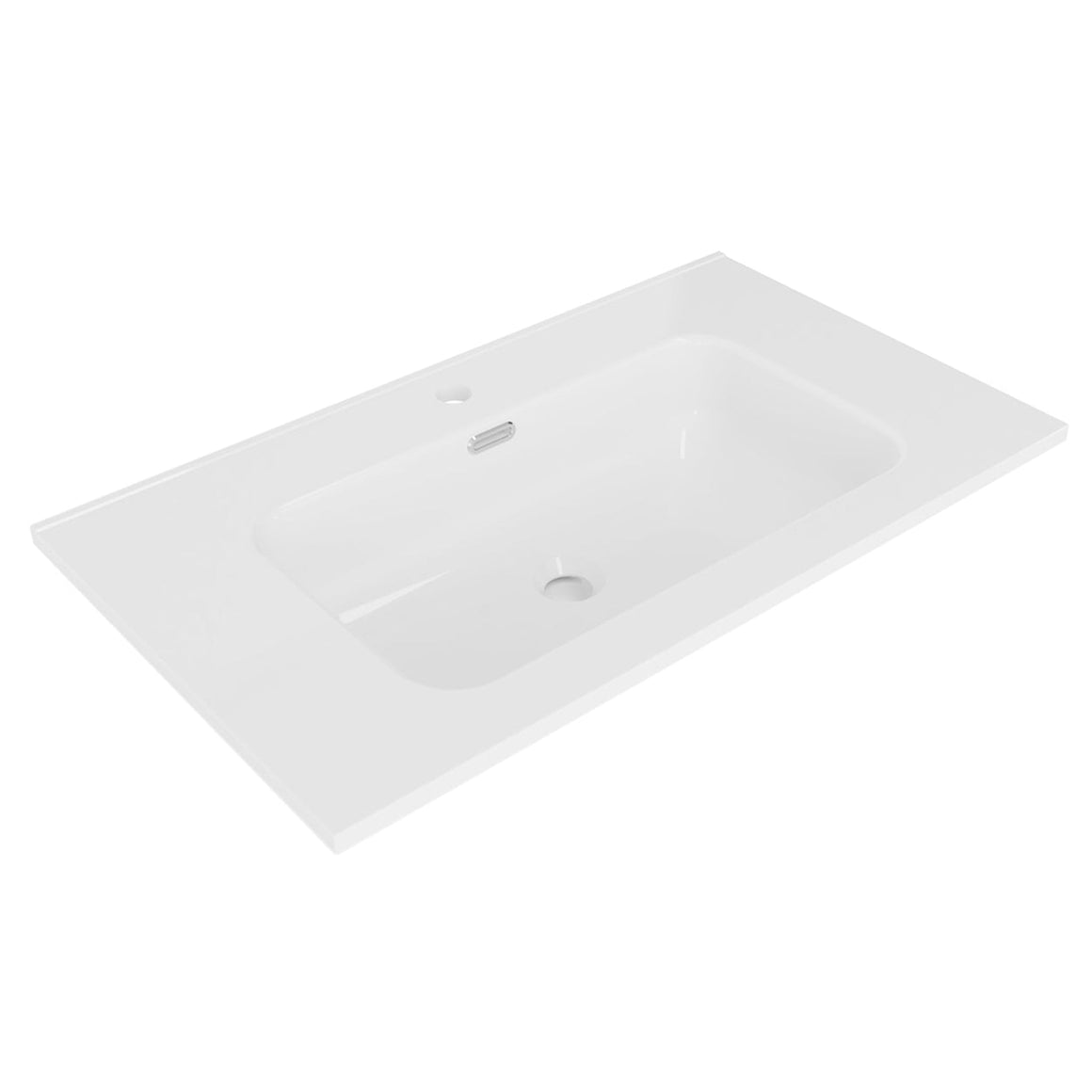 Wiesbaden Bajo wastafel enkel met 1 kraangat 80 cm / Glans wit - productfoto
