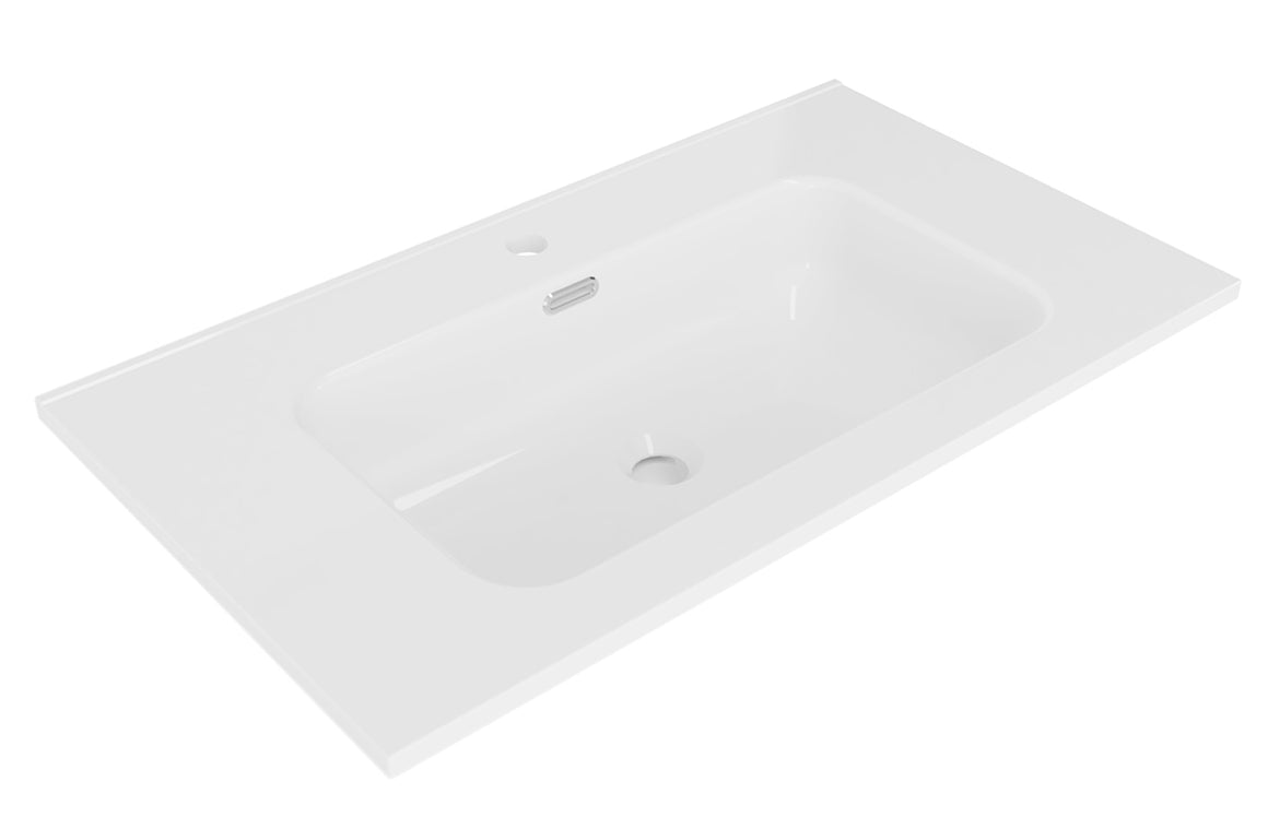 Wiesbaden Bajo wastafel enkel met 1 kraangat 100 cm / Glans wit - productfoto