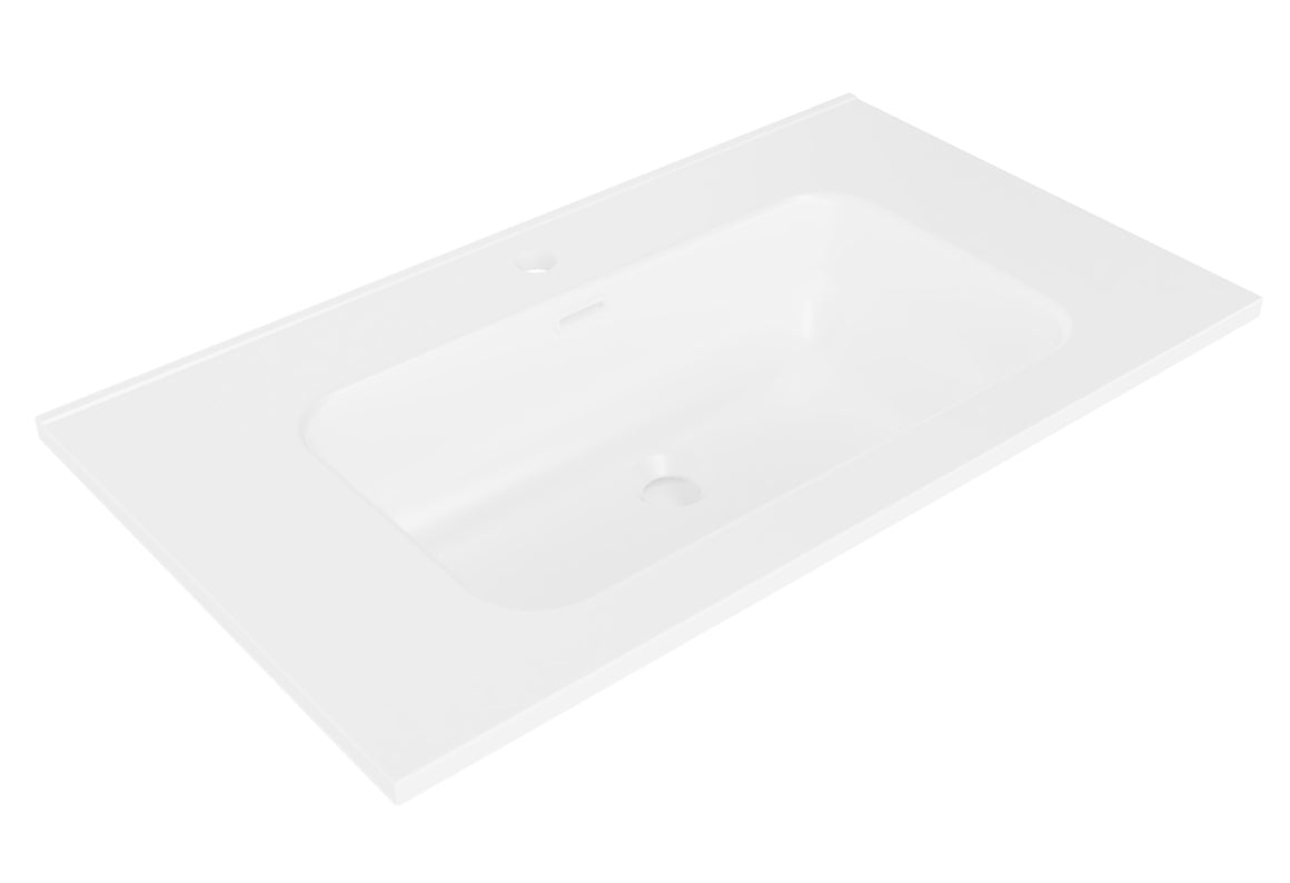 Wiesbaden Bajo wastafel enkel met 1 kraangat 100 cm / Mat wit - productfoto