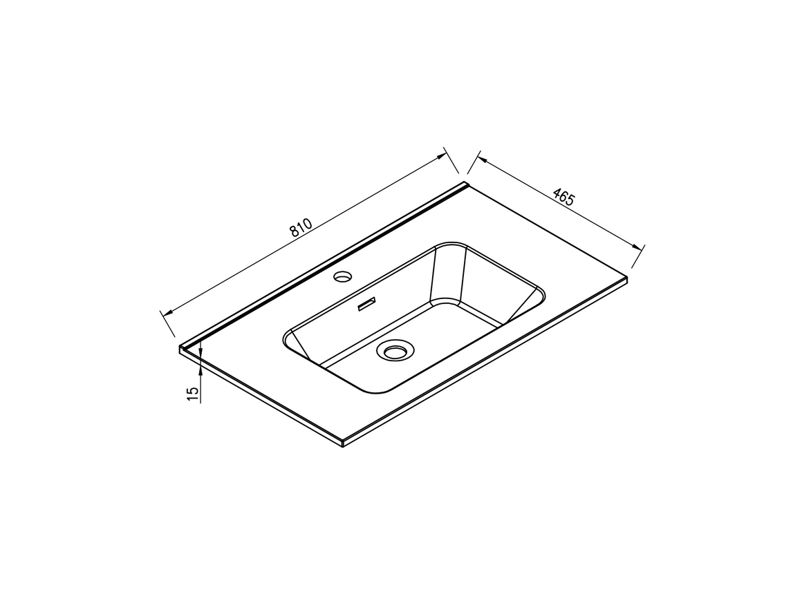 Xellanz Ribbella wastafel 80 cm mat zwart - technische tekening