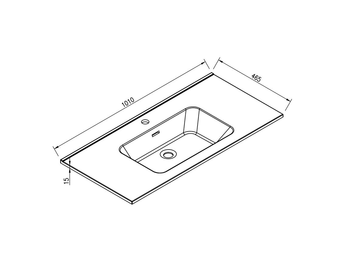 Xellanz Ribbella wastafel 100 cm mat zwart - technische tekening