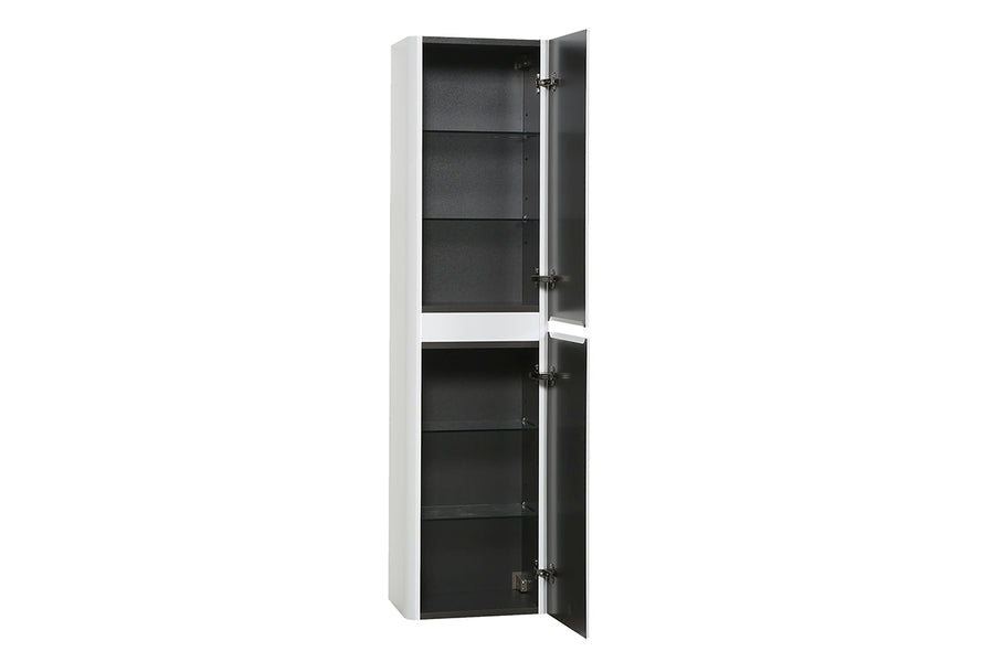 Novira Hochschrank abgerundete Ecken 160 x 40 x 35 cm mattweiß