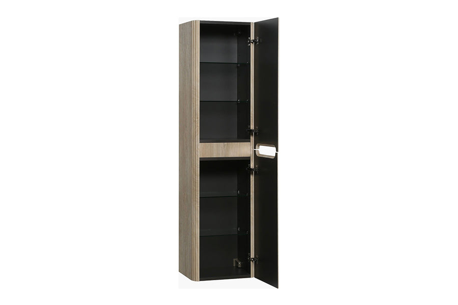 Sulora kolomkast afgeronde hoeken geribbeld 160 x 40 x 35 cm licht eiken