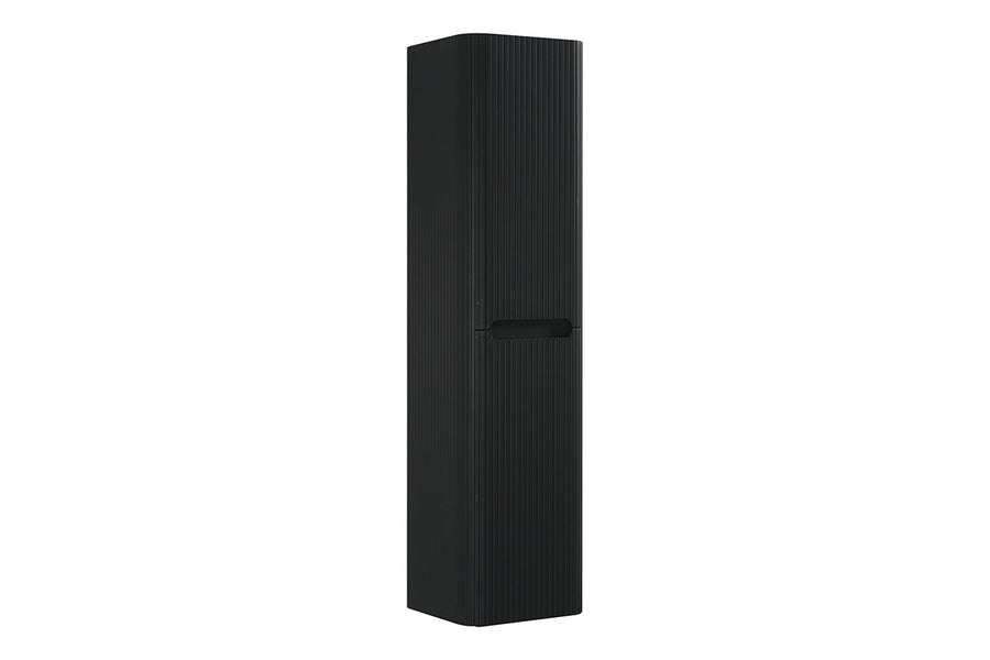 Sulora kolomkast afgeronde hoeken geribbeld 160 x 40 x 35 cm mat zwart