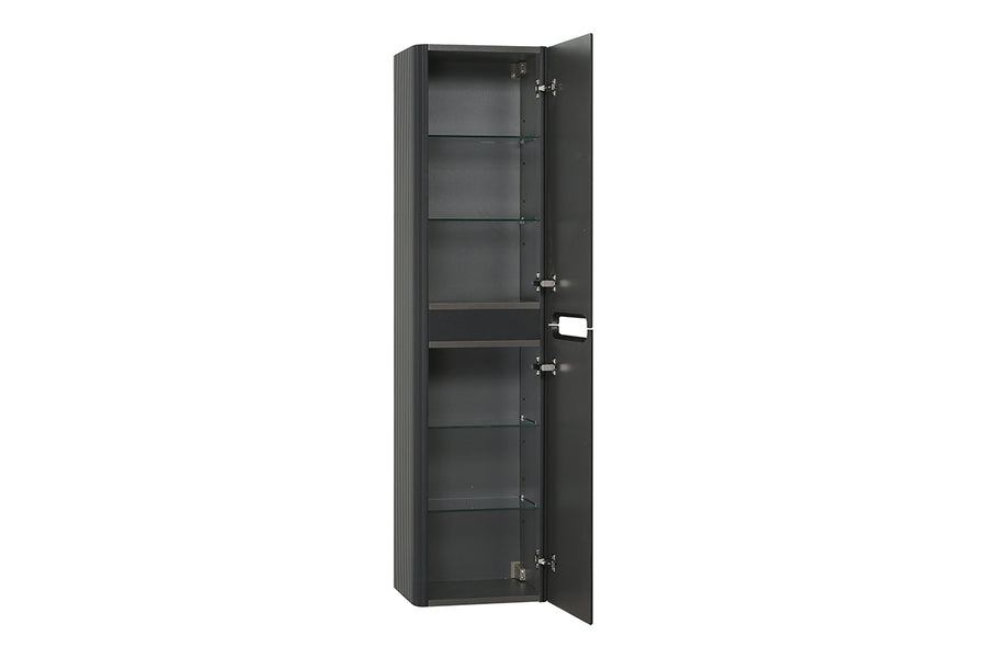 Sulora kolomkast afgeronde hoeken geribbeld 160 x 40 x 35 cm mat zwart