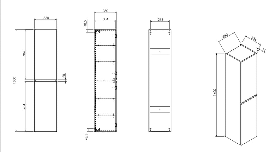 Alvara Hochschrank 160x35x35 cm dunkle Eiche