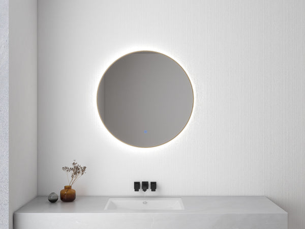 Miroir rond Novi avec LED, dimmable 60 cm laiton brossé