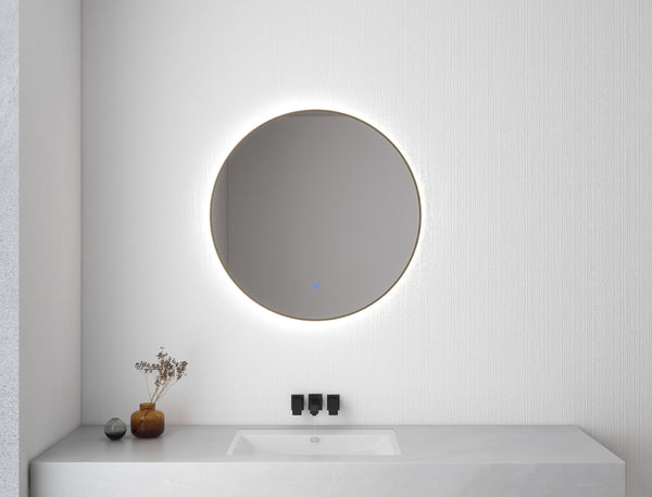 Miroir rond Novi avec LED, dimmable 80 cm laiton brossé