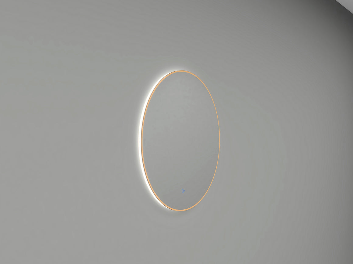 Novi spiegel rond met LED, dimbaar 100 cm geborsteld messing