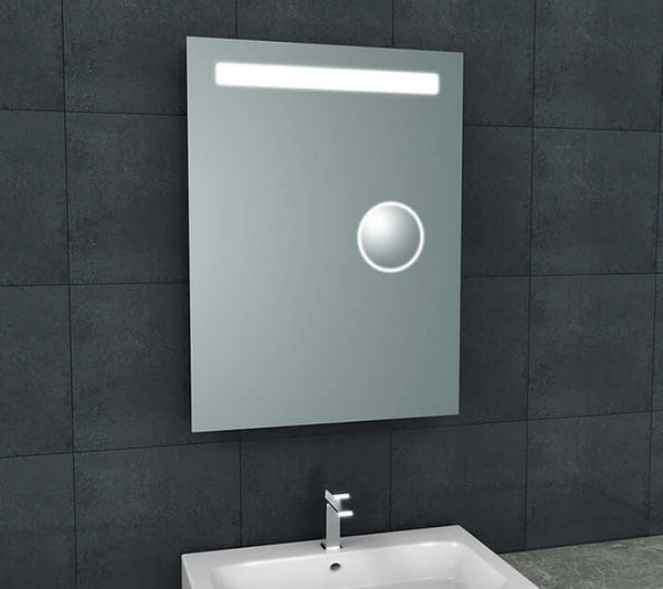 Tigris miroir Wiesbaden avec éclairage LED et miroir de rasage, 60X80Cm