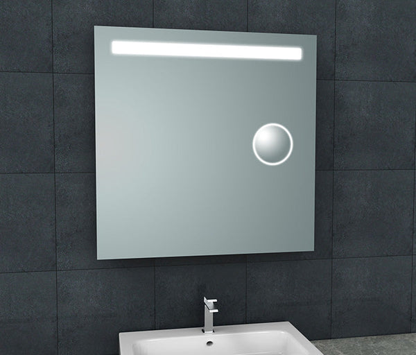 Tigris miroir carré avec LED et miroir de rasage 80 x 80 cm