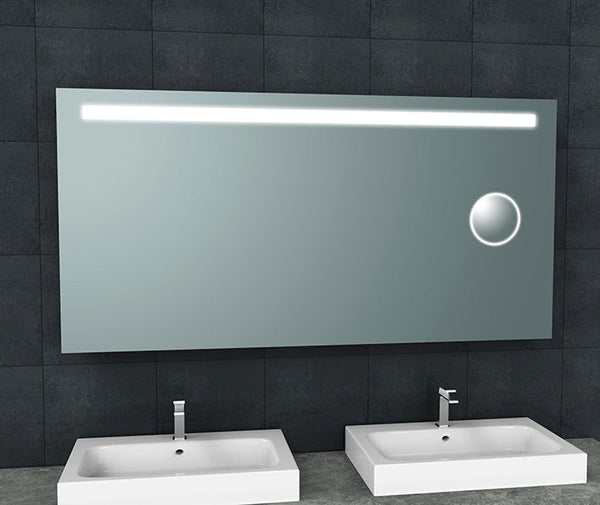 Miroir Tigris rectangulaire avec LED et miroir de rasage 160 x 80 cm