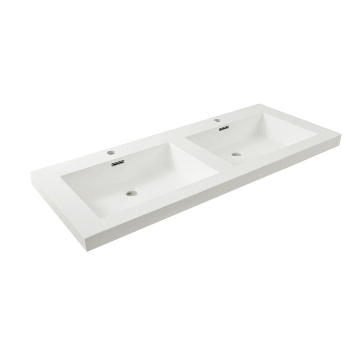 Vision wastafel dubbel met 2 kraangaten 120x46x5,5 cm kunstmarmer glans wit