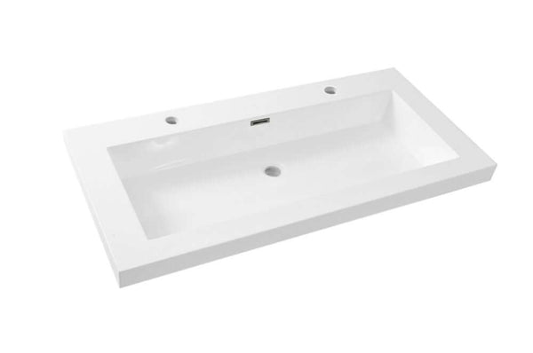 Vision Waschbecken Wiesbaden 100X46 in Weiß (2 Wasserhähne)
