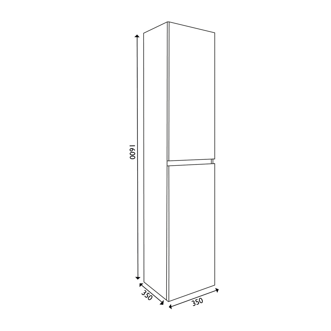 Wiesbaden Kolomkast Vision Wit - technische tekening