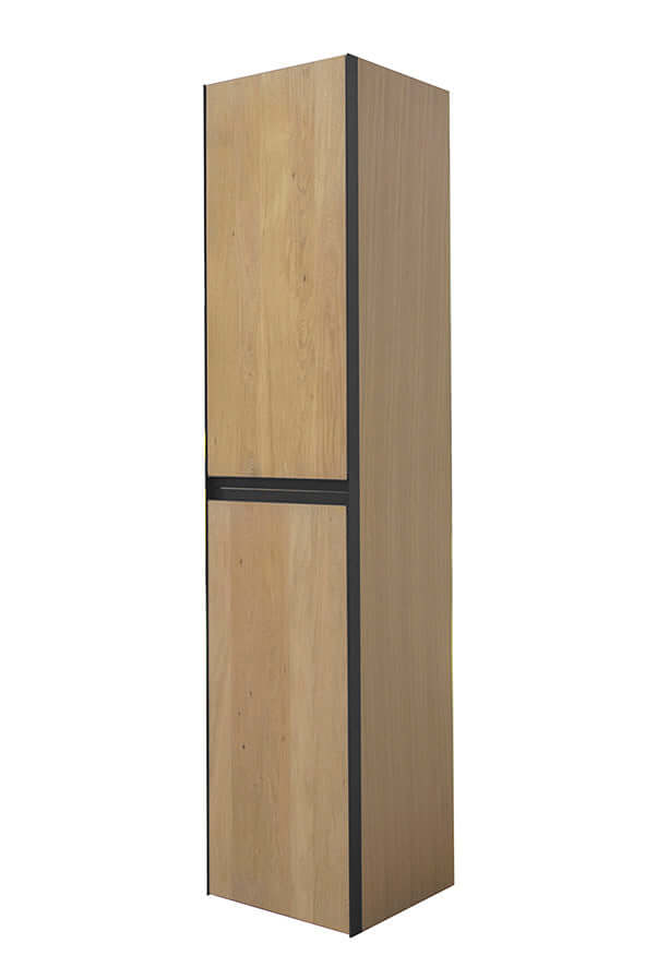 Armoire colonne Lotus Wiesbaden 35 Cm en chêne naturel / noir mat (2 portes)