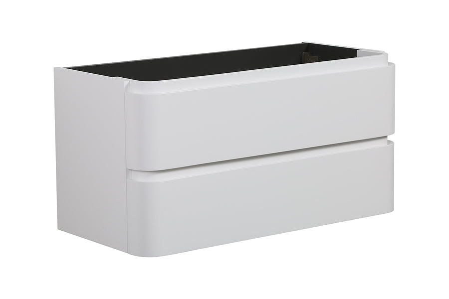 Novira onderkast afgeronde hoeken met 2 laden 1 uitsparing 80 x 48 cm mat wit