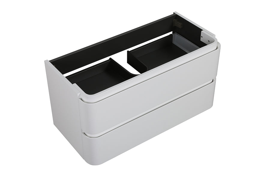 Novira onderkast afgeronde hoeken met 2 laden 1 uitsparing 80 x 48 cm mat wit