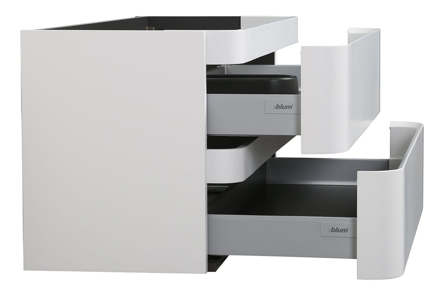 Novira onderkast afgeronde hoeken met 2 laden 1 uitsparing 100 x 48 cm mat wit