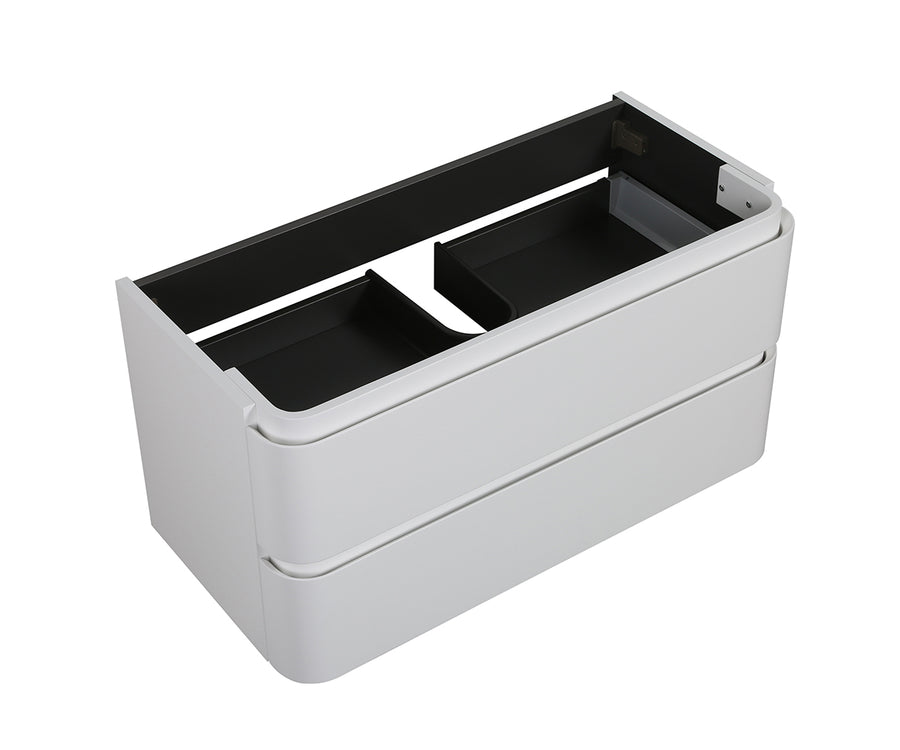 Novira onderkast afgeronde hoeken met 2 laden 1 uitsparing 100 x 48 cm mat wit